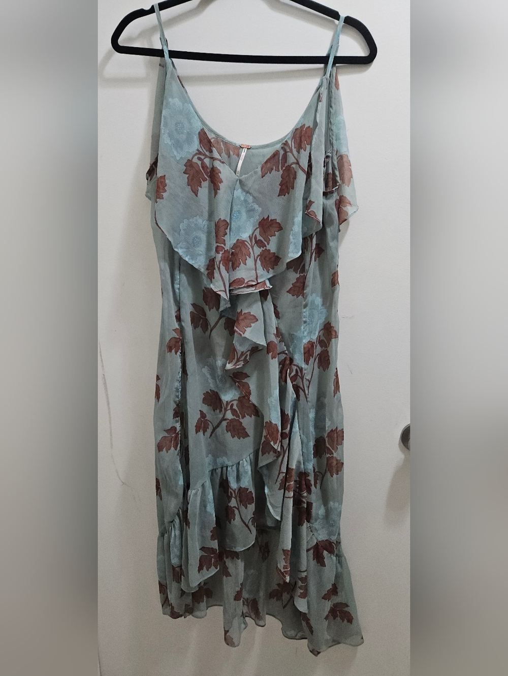 Free People Blue Floral Ruffled Slip Dress - Picture 8 of 9